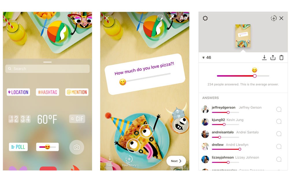 What are the numerous Instagram sticker options for StoryStory & post